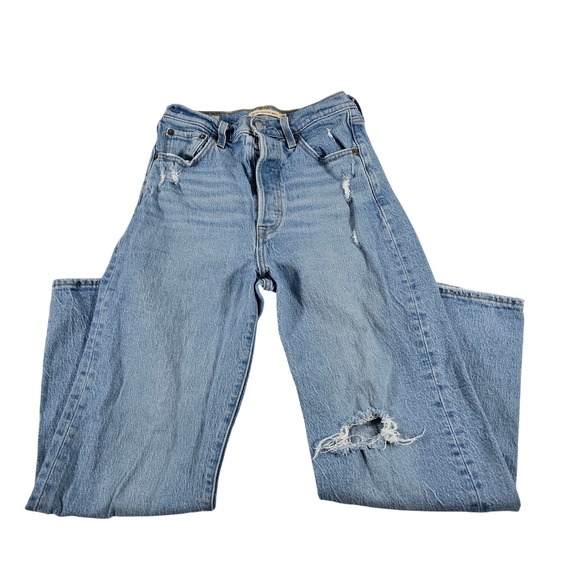Levi's Premium Denim - Levis Premium Ribcage Straight Ankle Jeans Womens 26 Light Wash Distressed 72693